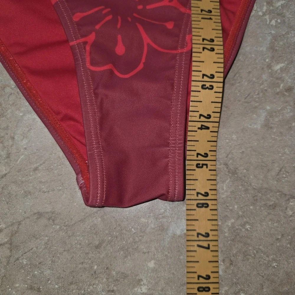 Y2K Ed Hardy Swimsuit Women L Red Love Kills Slowly One‎ Pc Tattoo Skull Graphic
